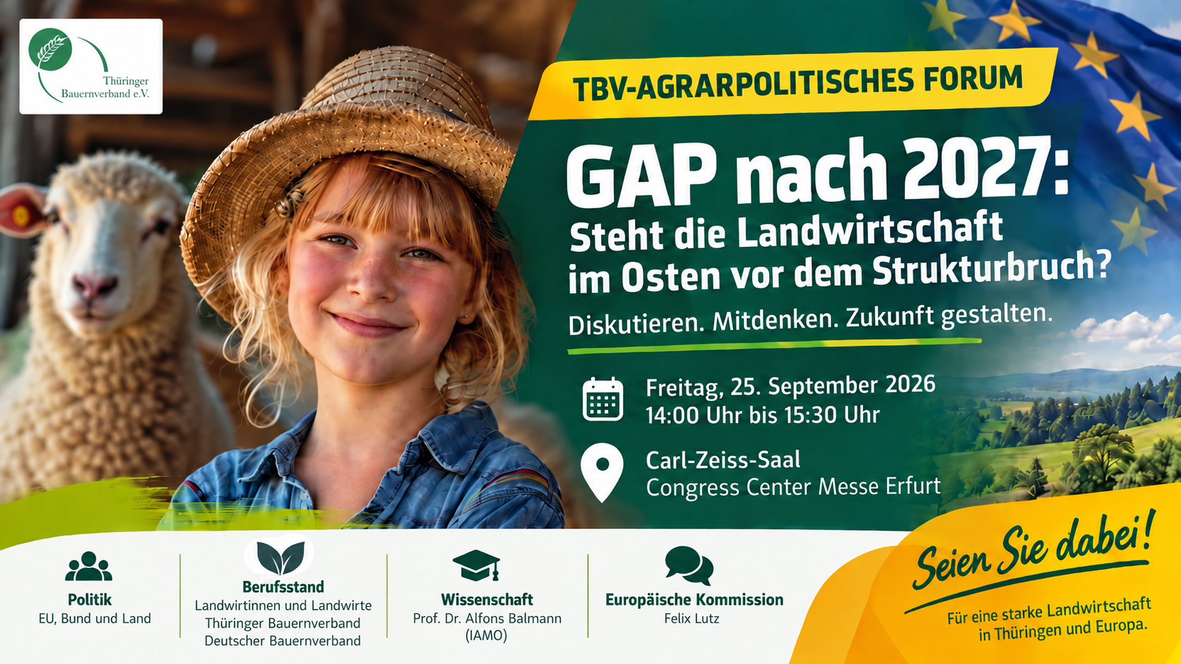 Agrarpolitisches Forum am 25. September: Gemeinsame Agrarpolitik nach 2027 im Fokus