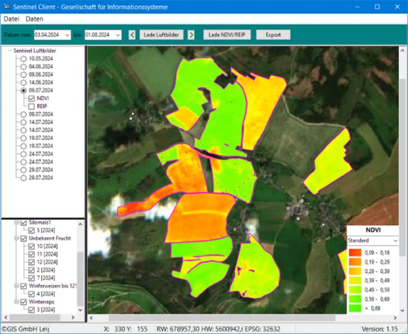 Satellitenbilder für die Landwirtschaft: GIS SENTINEL CLIENT-SENTINEL Daten sind nicht nur für die Überwachung da